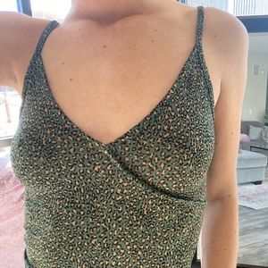 Urban Outfitters Green Animal Print Tank Top